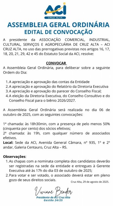 ASSEMBLEIA GERAL ORDINÁRIA EDITAL DE CONVOCAÇÃO