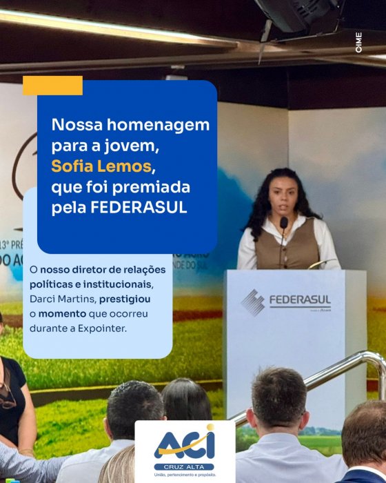 Jovem de Cruz Alta é premiada pela FEDERASUL