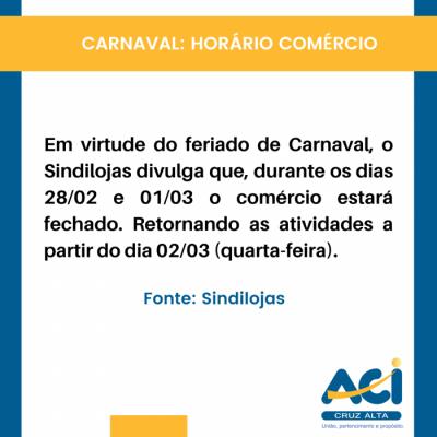 Carnaval 2022: Horário Comércio